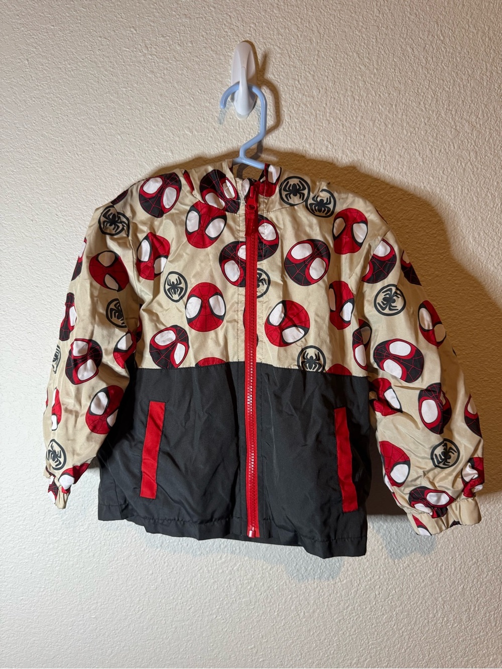 Kids Red and Black Spider Print Windbreaker Jacket